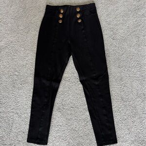 Zara Black High Rise Jeans with Gold Button Accents